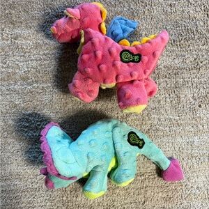 goDog Bubble Plush Dragon & Dinosaur Squeaky Dog Toys - Chew Guard Technology